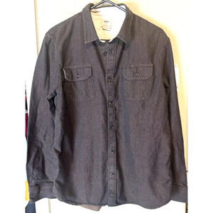 Vans Shirt Mens L Brown Long Sleeve button up Skate western pockets cotton